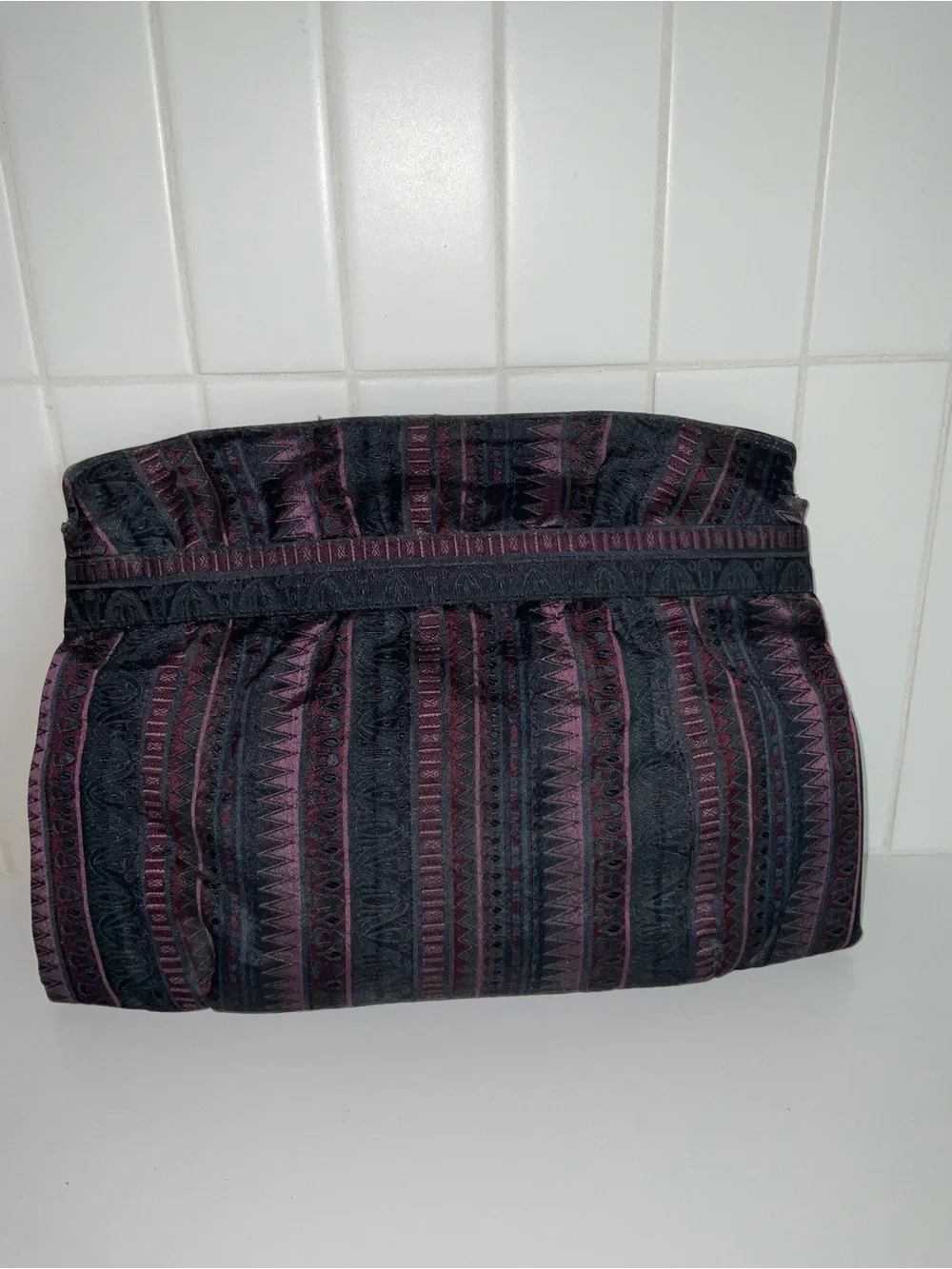 Vintage Black & Plum Patterned  Clutch